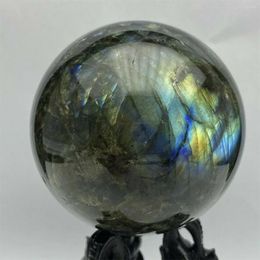 Decorative Figurines 60-65mm Natural Blue Flash Labradorite Quartz Crystal Sphere Healing Ball