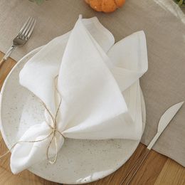 Set of 4 Cloth Napkins 100% Pure Linen 16x16Inch Hemmed Dinner Napkins Easy Care Machine Washable for Christmas Wedding Party