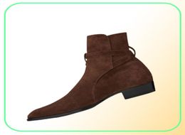 NEW list Handmade buckle strap Jodhpur boots high top suede genuine leather Personalise denim boots9620460