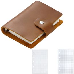 1pc Cowhide Leather Cover Notebook Organizer Planner Notepad 96 Sheets 2 Kind Paper Note Book Stationery School Office Supplies 240409