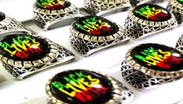 20pcslot Cat Eye BLACK LIVES MATTER Mens Punk Rocker Cool Ring Man Woman Silver Alloy Jewelry Party Gift4979750