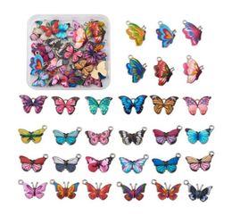 Charms 60Pcs Colourful Mini Butterfly Metal Enamel Pendants For Women Necklace Bracelet Earring Dangles DIY Craft Jewellery MakingCha7142176