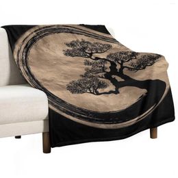 Blankets Enso Zen Circle And Bonsai Tree Gold Throw Blanket Thin Luxury Decorative Sofa