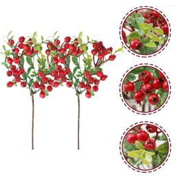 Decorative Flowers Christmas Artificial Holly Berries Simulated Fruit Branches Berry Stems Wreaths