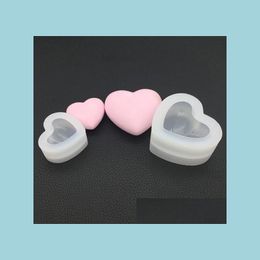 Moulds Sile Resin Mould 3D Heart Transparent Flexiable Reusable Ornaments Soap Mod Clay 8Cm Drop Delivery Jewellery Tools Equipment Dhifu