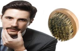 New Boar Hair Bristle Beard Mustache Brush Military Hard Round Wood Handle Antistatic Peach Comb Hairdressing Tool for Men gi2859134