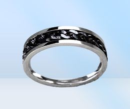 whole 50pcsLot top men women stainless steel chain spinner rings fashion Jewellery party gifts Punk Style biker ring4641011