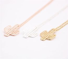 Fashion Cactus hollow out design pendant goldplated silver necklace The most suitable gift for girs5435720