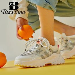 Fitness Shoes RIZABINA Women Sneakers Design Real Leather Woman High Quality Patchwork Fashion Ladies Footwear Size 35-40
