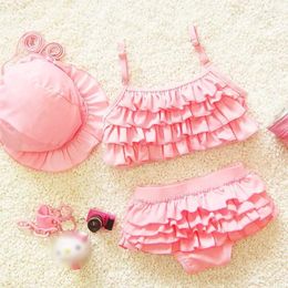 Women's Swimwear 3Pcs Summer Fashion Swimsuit Toddler Girls Stretchy Swimming Top Underwear Beach Hat Sets Bathing Beachwear Bikini