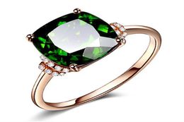 18k Rose Gold Plated Emerald Ring For Woman Gemstone Wed Green Crystal Ring9202118