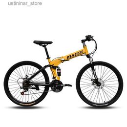 Bikes Ride-Ons China Factory Mountain Folding Bicycle Macce Double Disc Brake 26Inch 21/24/27 Speeds Folding BIke Outdoor cycling L47