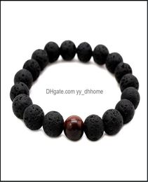 Beaded Strands Bracelets Jewellery Fashion Men Lava Beads Black Volcanic Rock Tiger Eyes Energy Stone Handmade Buddha Prayer Beaded 3511928