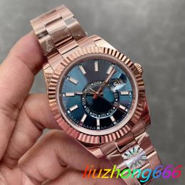 5A Rose Gold Mens Automatic Movement Wristwatch Blue Dial Sapphire Calendar 42mm Watch Stainless Wristwatches Montre De Luxe Sky Orologio Dweller 2024