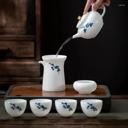 Teaware Sets Hand-painted Blue And White Mutton Fat Jade Porcelain Tea Set