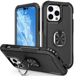 Hybrid Rugged Ring Holder Phone Case For iPhone 15 Pro Max 14 13 12 11 X XS XR Max Plus Samsung S24 S23 FE Plus Ultra A15 Shockproof Kickstand Protective Cover Case