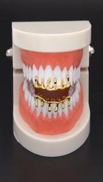 Hip Hop Gold Teeth Grillz Drip 8 Teeth Grills Dental Cosplay Bottom Lower Tooth Caps Rapper Mouth Jewellery Party Gift2744313