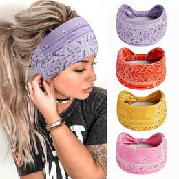 Paisley Stretch Hairbands Pot Dot Knot Elastic Turban Headwrap Boho Flower Print Wide Headband Hair Accessories Outdoor Fashion