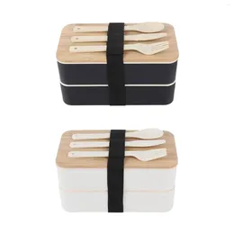 Dinnerware Japanese Bento Box Containers With Utensils For Camping Picnics Travel