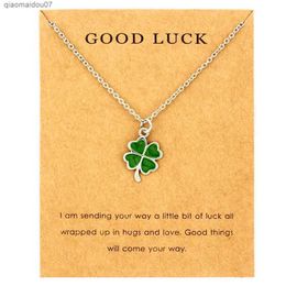 Pendant Necklaces Lucky Four-leaf Clover Fortune Shamrock Pendants Necklaces Waves Sea Turtle Women Jewellery Lovers Christmas GiftL2404