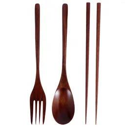 Dinnerware Sets 3 Pcs/Set Spoon Fork Chopsticks Wooden Cutlery Household Kitchen Supplies Scoops Safe Useful Travel