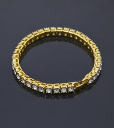 Men Hip Hop Jewelry 5mm Round Rhinestone Bracelet Bling Tenns Bracelet Golden Silver 7inch 8inch Simulate Dimonds Bangles Braceles4549650