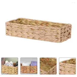 Storage Bottles Woven Basket Home Decorative Exquisite Vegetable Tray Lid Household Simple Organising Square Containers Lids Desktop