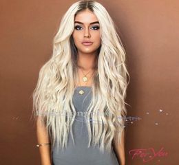 FZP Long Body Wave Blonde Wigs Glueless Full Wig China hair Like Human Hair Wigs For Black Women Silk Synthetic Wig2676736