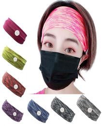 8 Colour Mask Earloop printed hairband Mask Ear Buckle Elastic headband Ear Lanyard Holder Sports Headbands With Button JJ4381498126