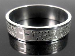 Brand New Mens Womens Etch Christian Serenity Prayer Scriptures CROSS Stainless Steel Ring Silver Jewelry Band Ring3664748