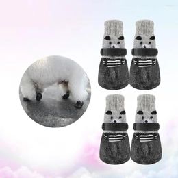 Dog Apparel 4Pcs Anti- Knitted Cotton Socks- Protectors For Indoor Wear Puppy Cat With Cartoon Prints ( Black )