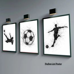 Watercolour Football Man Playing Soccer Sport Canvas Painting Posters Prints Wall Art Modern Pictures Gifts Home Boys Room Decor