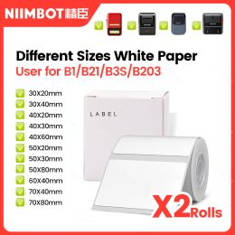 Printers 2Rolls Niimbot White Label Paper with Different Size Official Sticker Paper Roll for B1 B21 Label Printer Price Tag Printing