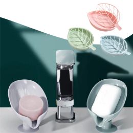 Soap Box For Draining Water Bathroom Home Shower Portable Leaf Soap Holder Plastic Sponge Tray For Bathroom Kitchen Accessories