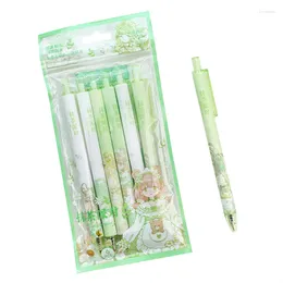 6pcs/pack Kawaii 0.5mm Anime Cartoon Print Gel Pen Student Quick-drying Ballpoint Signature School Writing Supplies Gift