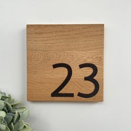 Oak House Number Front Door Wood House Number Plate Customised creative wooden sign plaque for outdoor and indoor house numbers