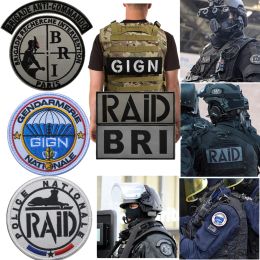 France GIGN RAID BRI Special Operations Forces Military Patches Tactical Armband Backpack Accessory Sticker Patch