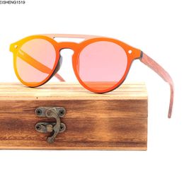 One Piece Sunglasses for Men and Women Bamboo Wood Coated Colour Film Summer