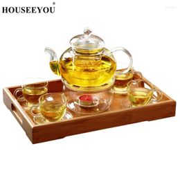 Teaware Sets Chinese Drinkware Tea Borosilicate Glass Heated Teapot 600ml With Filter Double/Single Cup Transparent Office Home