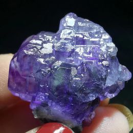 Decorative Figurines 14.2gNatural Rare Purple Fluorite Cluster Mineral Specimen Stone And CRYSTAL HEALING QUARTZ GEM