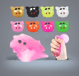 Newest Anti-stress Splat Water Ball Vent Toy Colourful pig head water ball squeezing toys Funny kids Splat toys2841914