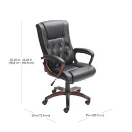 Better Homes and Gardens Executive, Mid-Back Manager's Office Chair with Arms, Black Bonded Leather