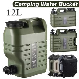Water Bottles 3.2 Gallon/12L Camping Container Faucet No Leakage Kettles Portable Bucket For Outdoor Camping/Hiking Emergency Storage