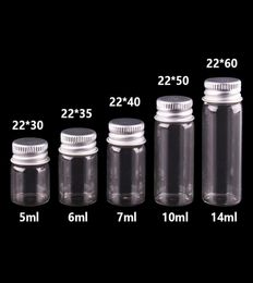 5ml 6ml 7ml 10ml 14ml tiny Transparent Glass Bottles with Silver Screw Cap Cute Jar Vials DIY Craft 100pcs4328205