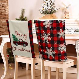 2023 Christmas Chair Cover Elastic Chair Slipcover Case Stretch For Dining Printing Chair Cover Seat Decor For Kitchen Christmas