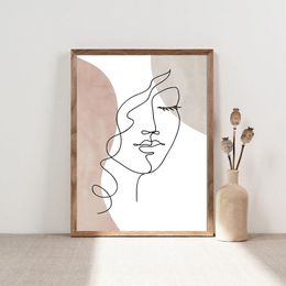 One Line Women Abstract Face Body Hands Posters and Prints Canvas Painting Wall Art Pictures for Nordic Living Room Home Decor