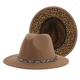 Berets Hats For Women Men Leopard Fedora Hat Patchwork Casual Wide Brim Band Belt Winter Women's Caps Sombreros De Mujer