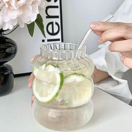 Wine Glasses Large Capacity Glass Cold Cup Transparent Water Korean Style Heat-resistant Juice Milk Tea Mug Soda Bubble Coffee Mugs