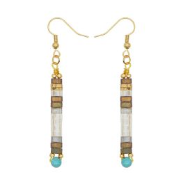 Cross border minimalist European and American ethnic Bohemian style earrings Tila beads natural stone handmade beaded women's ea