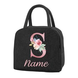 Customize Any Name Lunch Bag Durable Waterproof Office Thermal Box Pink Letter Lunch Box Cooler Organizer Insulated Food Pouch